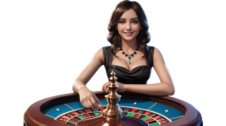 Female croupier at a roulette table representing the casino welcome bonus