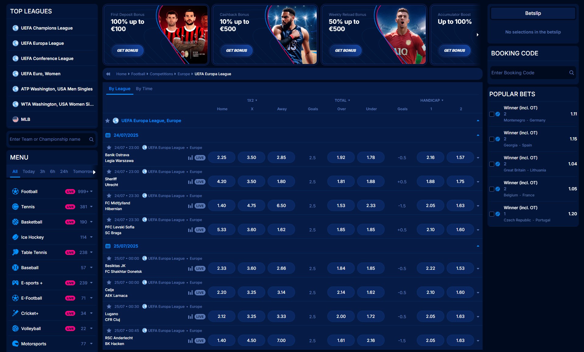 Boomerang live betting interface with real-time odds updates